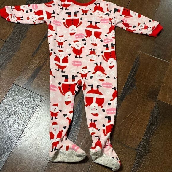Carters Santa pajamas sleeper one piece with feet 18 months fleece girls - Picture 6 of 6